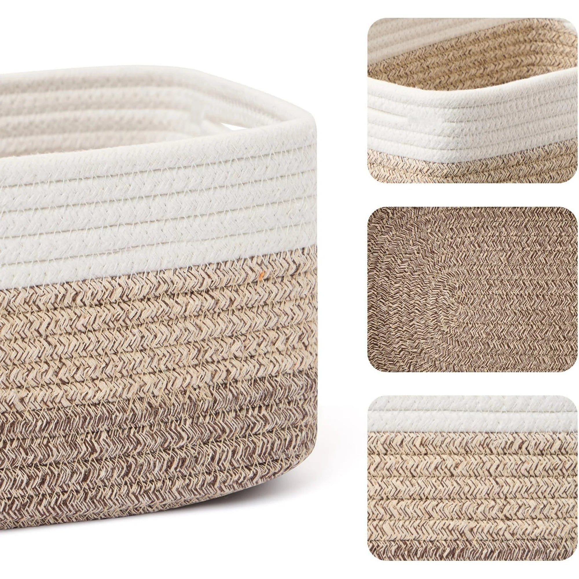 Small Storage Baskets for Organizing, Woven Rope Cube Bins 3 Pack a7
