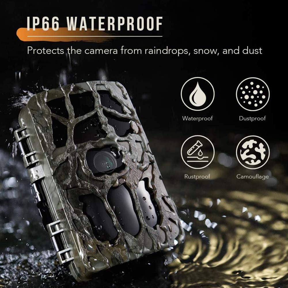 Trail Camera 4K Night Vision 30M Motion Activated IP66 Solar Panel A7