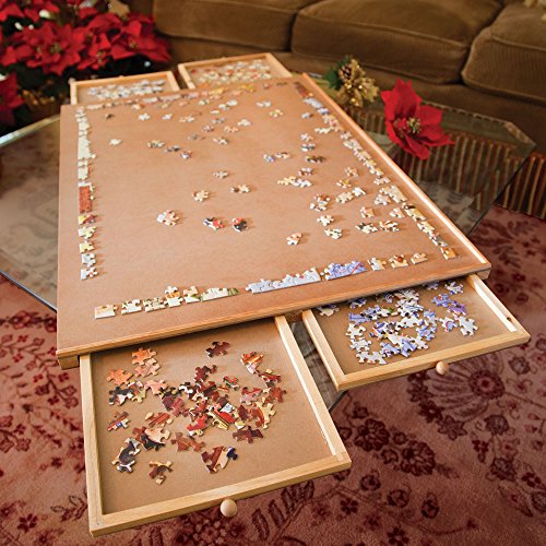 Jigsaw Puzzle Board with Drawers 1000 Piece Wooden Organizer a7