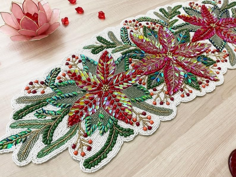 Beaded Table Runner 13x36 Multicolour H7q