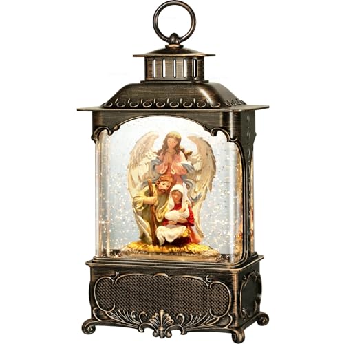 Easter Snow Globe Lantern with Timer Swirling Glitter, Indoor Decor A7