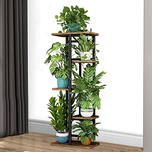 Plant Stand 5 Tier Indoor Flower Rack Black a7