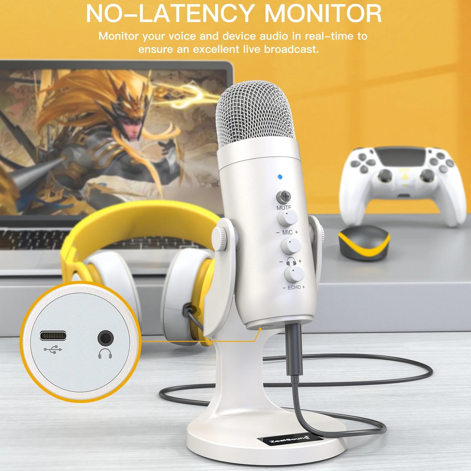 USB Microphone Noise Cancel for PC PS5 Streaming Recording k7
