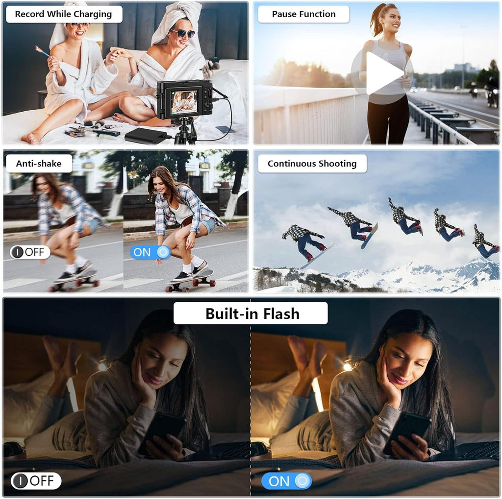 4K Digital Camera 48MP Autofocus Vlogging with Flip Screen 5x