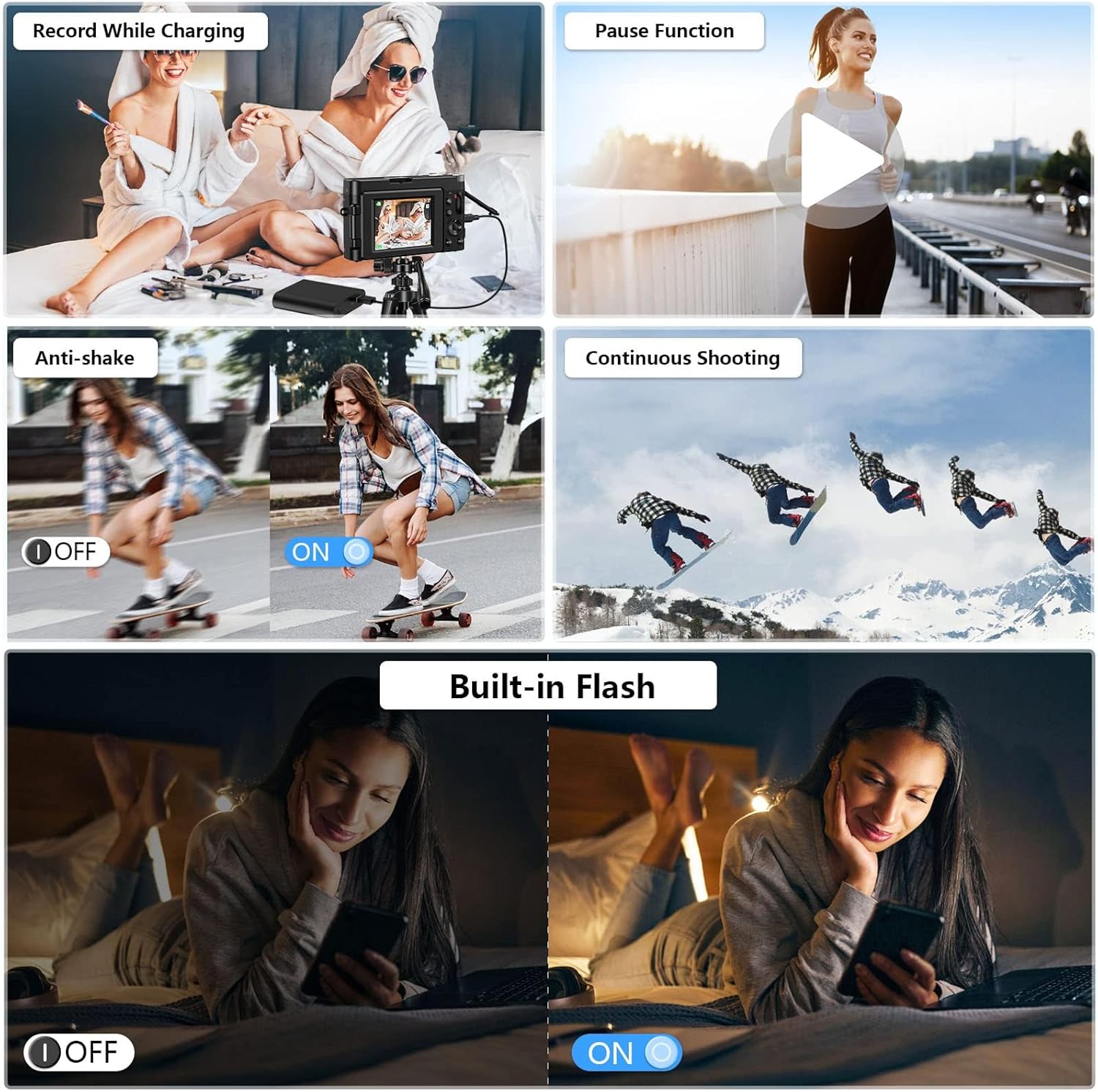 4K Digital Camera 48MP Autofocus Vlogging with Flip Screen 5x