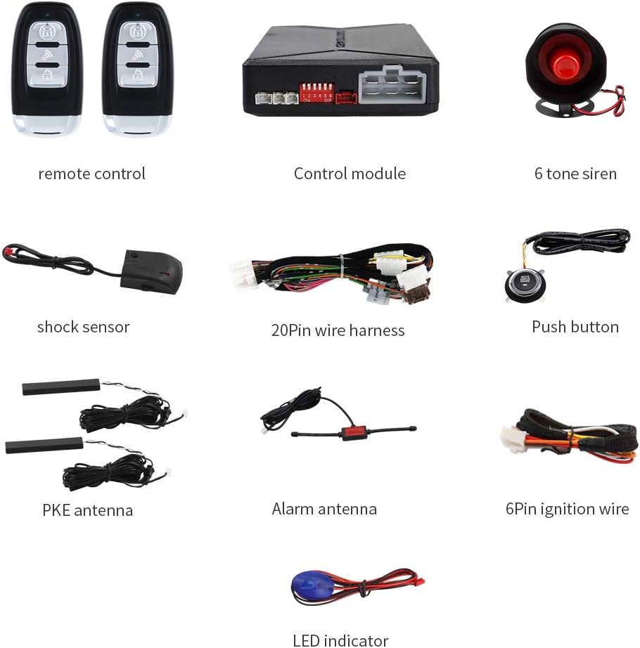 Car Alarm Remote Starter Keyless Entry Push Start DC12V k7