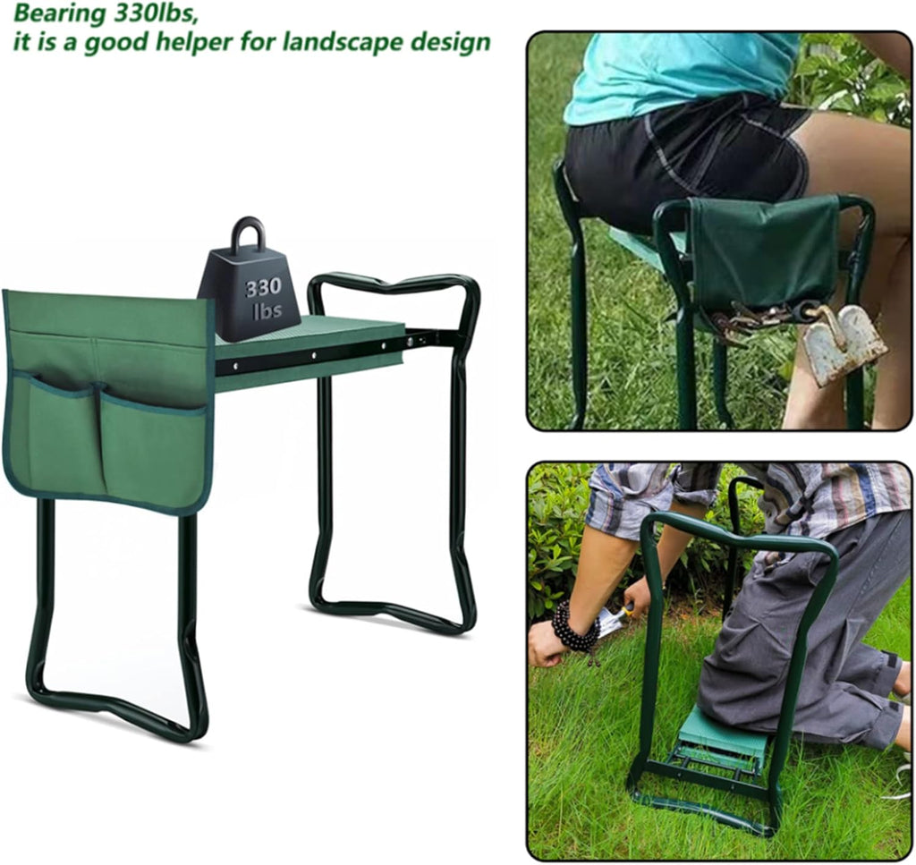 Garden Kneeler Seat Folding Stool with Tool Bag Pouch k7m