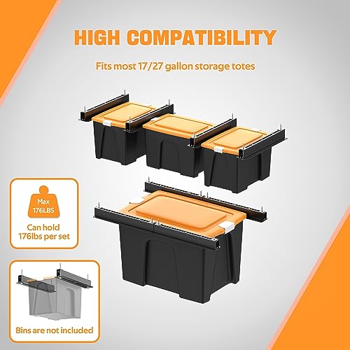 Overhead Garage Storage Rack for Bins, Adjustable Width, 4 Pack A7