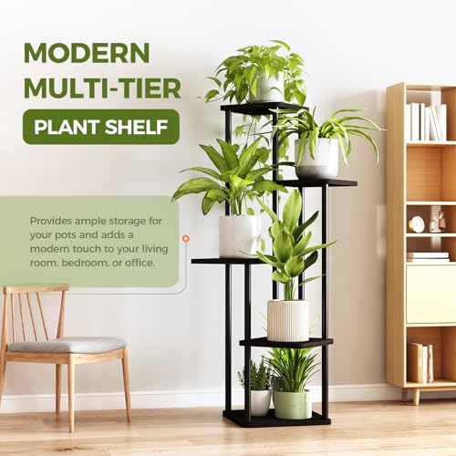 4 Tier Plant Stand Indoor Metal Shelf Black k7
