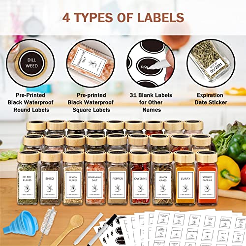 Glass Spice Jars with Bamboo Lids 48 Pack k7m