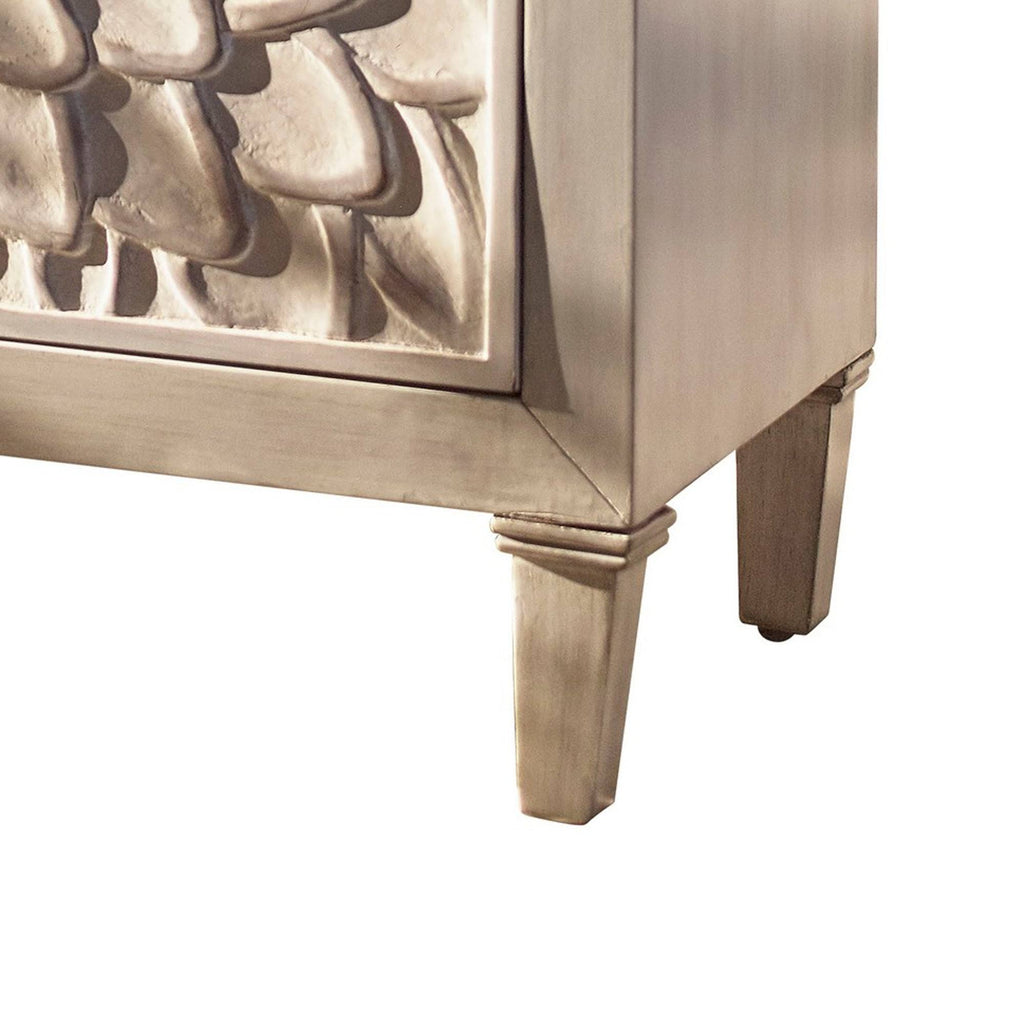 Wooden Accent Cabinet with Floral Carving, Distressed Brown k7