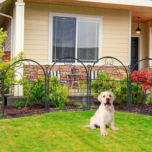 Decorative Garden Fence Border 10 Panels, Rustproof Metal No Dig, Black a7