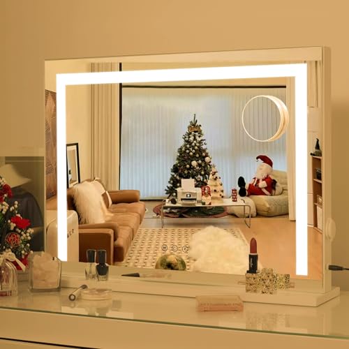 Lighted Vanity Mirror with Dimmable LED Modes, Wall-Mounted & Tabletop, USB Port 7k