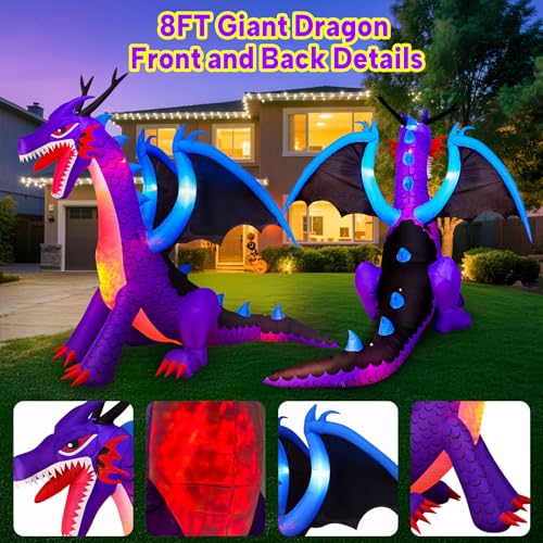 Halloween Inflatable Dragon Yard Decor with LED Lights a7