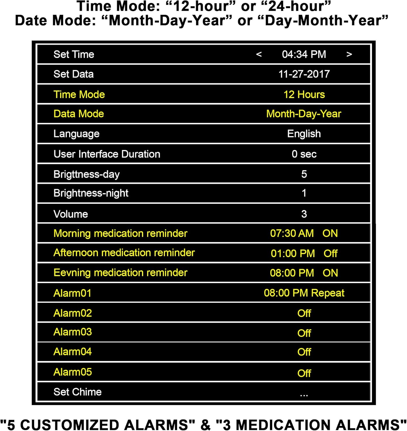 Extra Large Digital Day Clock with Auto-Dimming k7