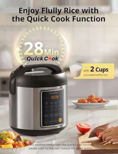 Compact Rice Cooker 6-in-1 Stainless Steel Multi Cooker 2QT A7