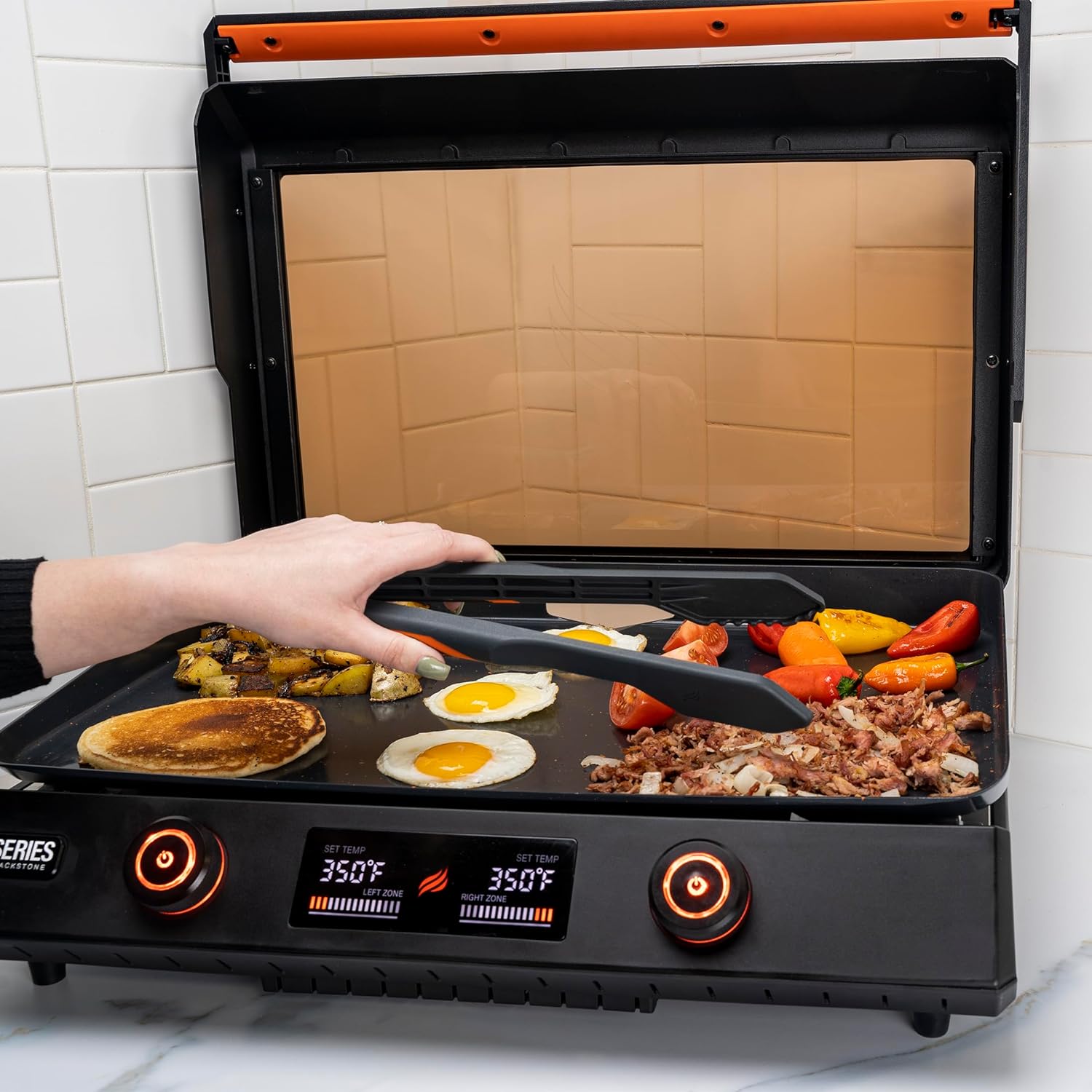 22 Inch Electric Griddle Nonstick with Lid, Tabletop Indoor Outdoor Use 7k