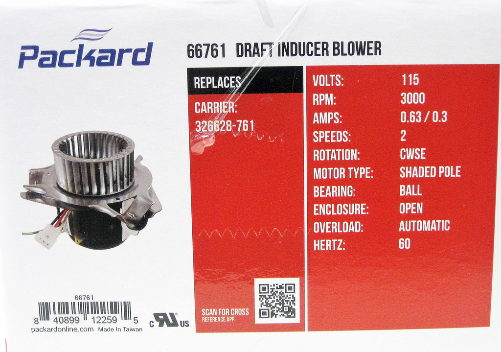 Furnace Draft Inducer Fan Blower Motor 326628-761 66761 k7