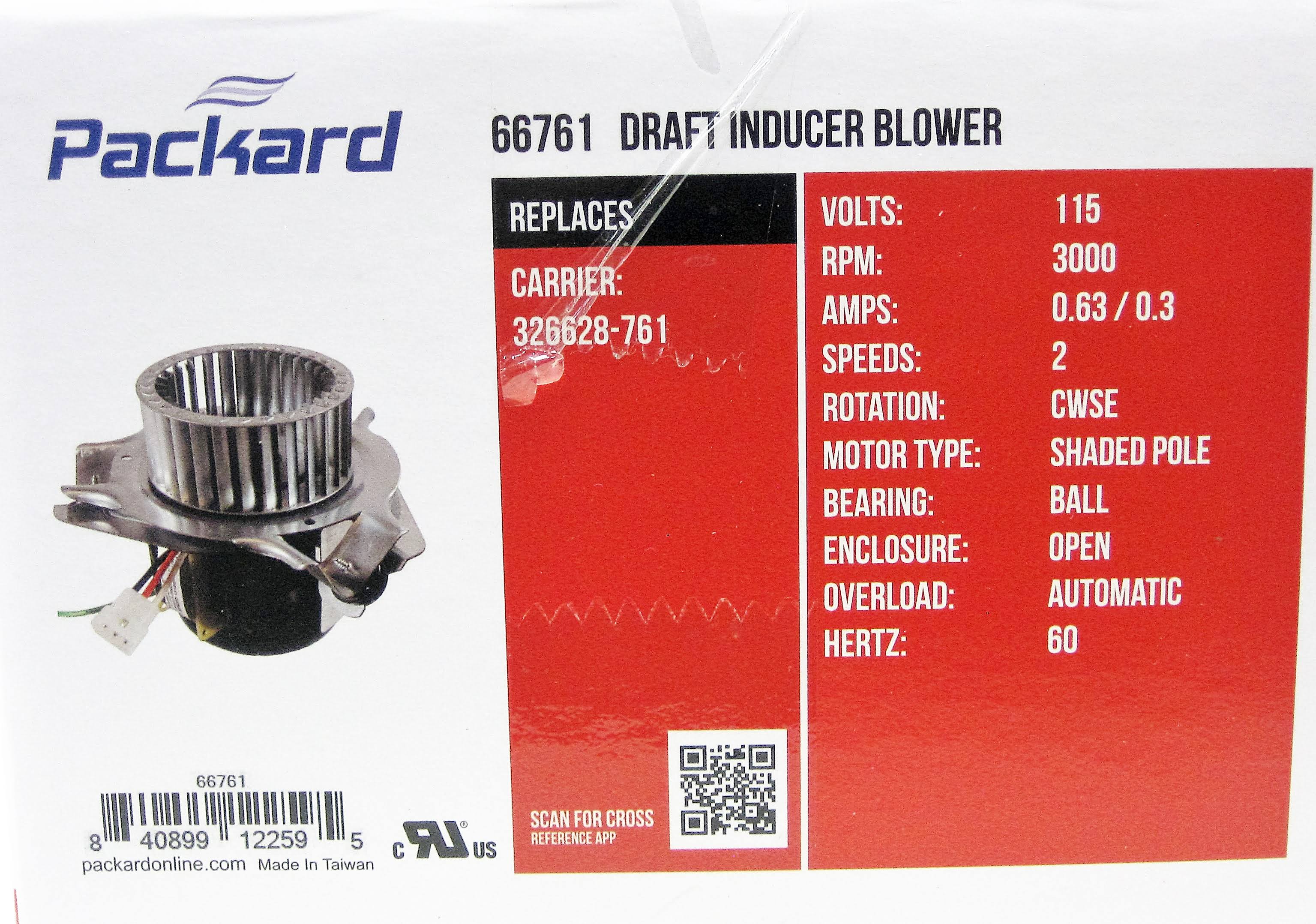 Furnace Draft Inducer Fan Blower Motor 326628-761 66761 k7