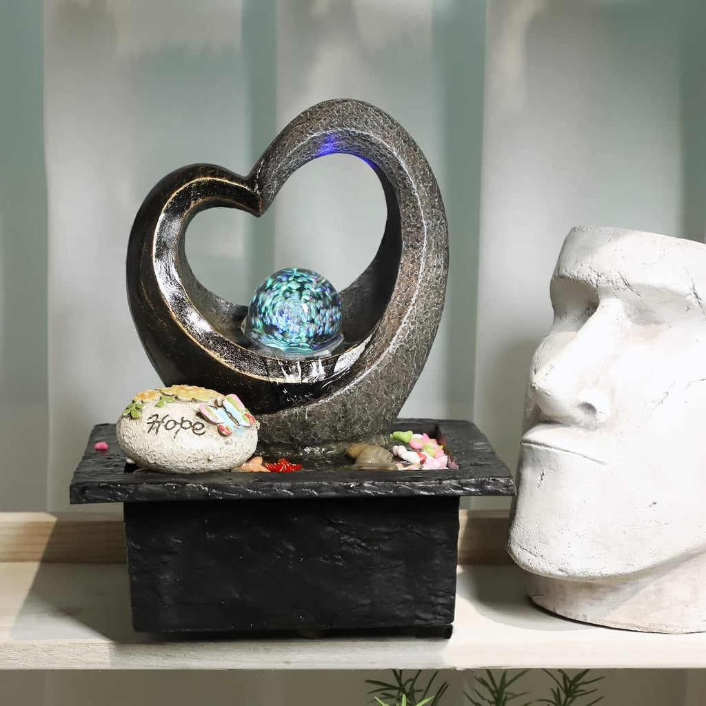 Indoor Zen Water Fountain with LED Light and Pump 7k