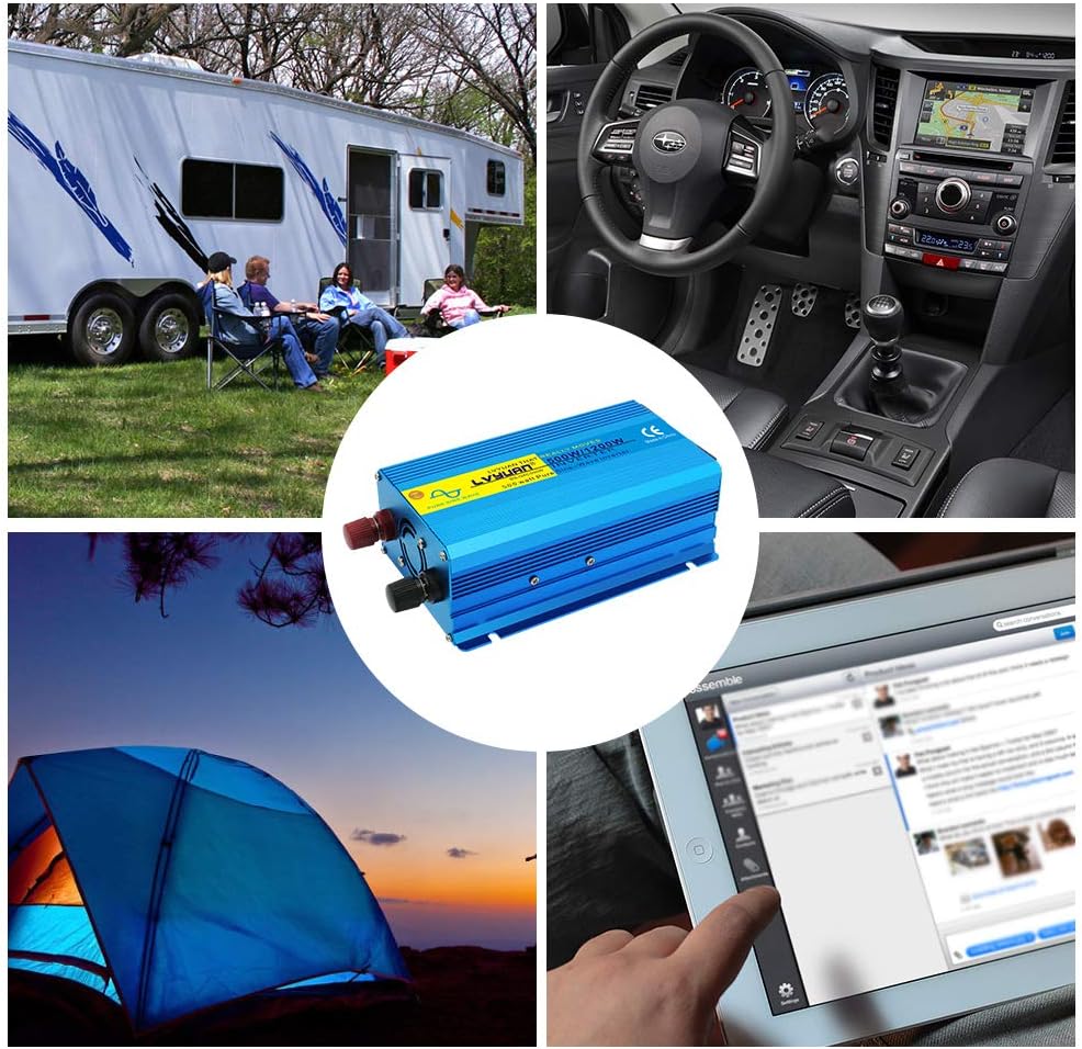 500W Pure Sine Wave Power Inverter Car Adapter DC 12V to AC 110V Dual USB Ports Cigarette Lighter Plug 2 Pack k7