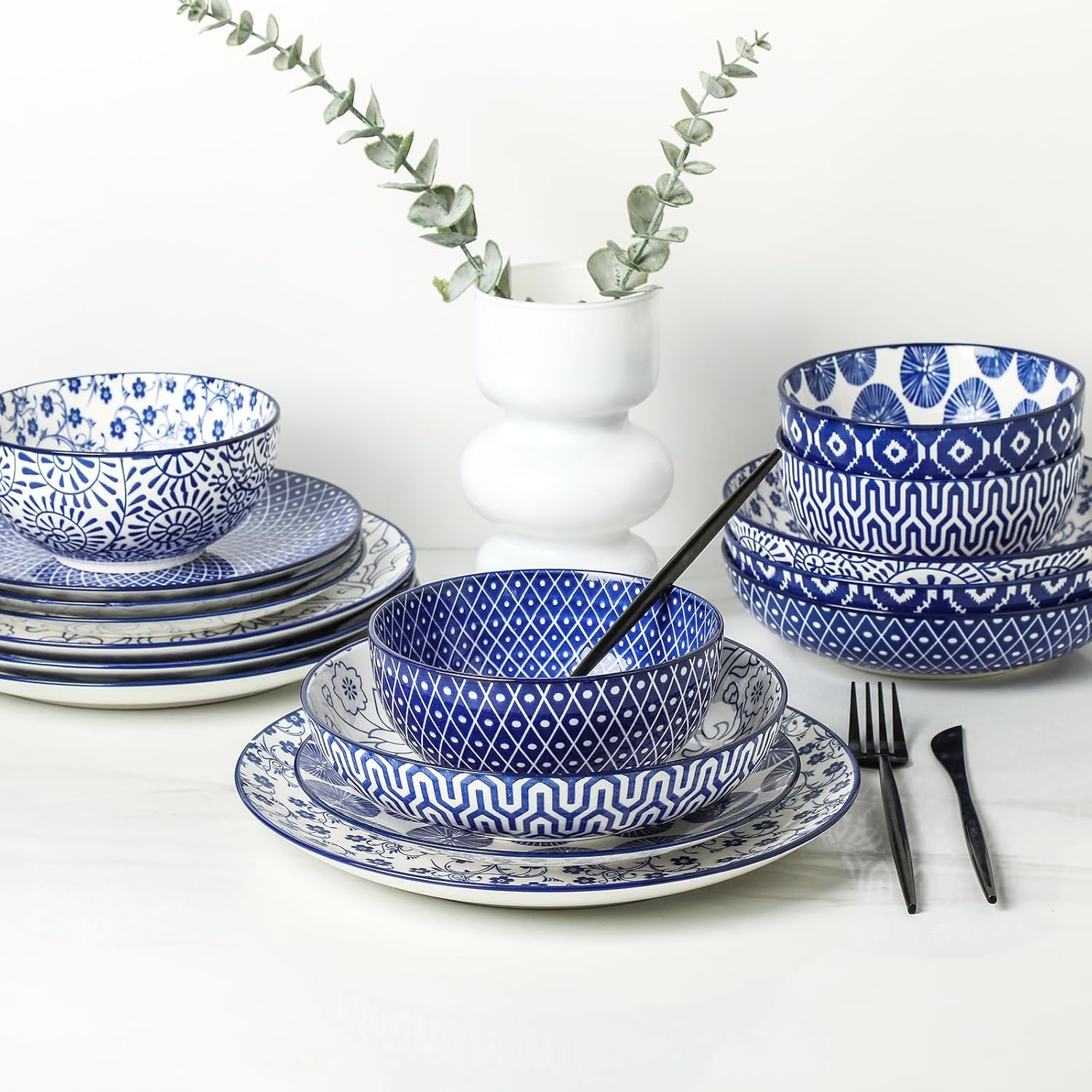 Ceramic Dinnerware Set for 4 with Salad Plates v7