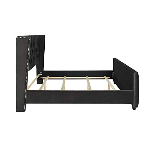 Queen Upholstered Bed Frame Silver Gray a7