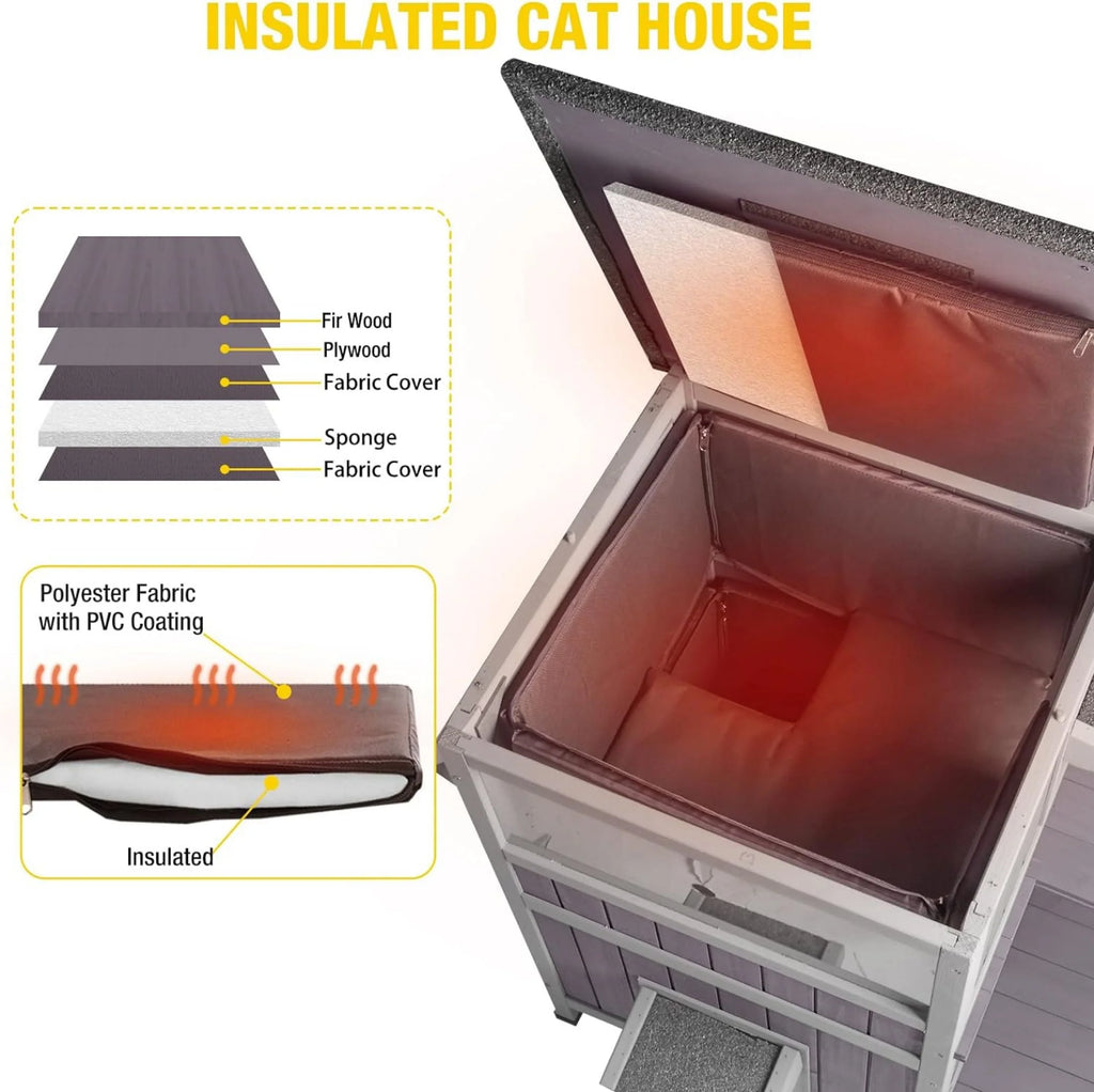 Insulated Cat House Outdoor Winter Shelter q7