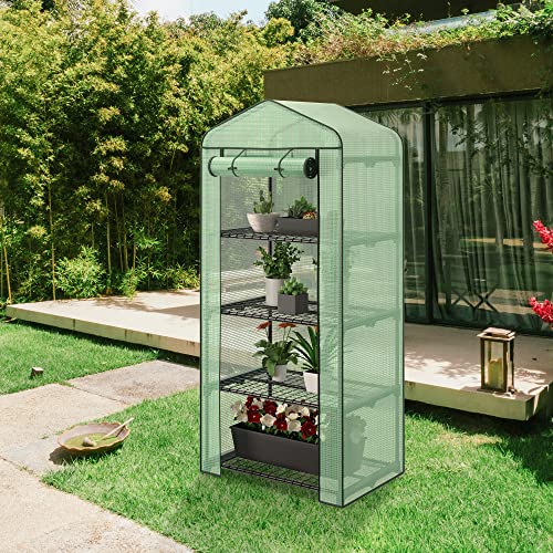 Mini Greenhouse with PE Cover and Roll-Up Zipper Door a7