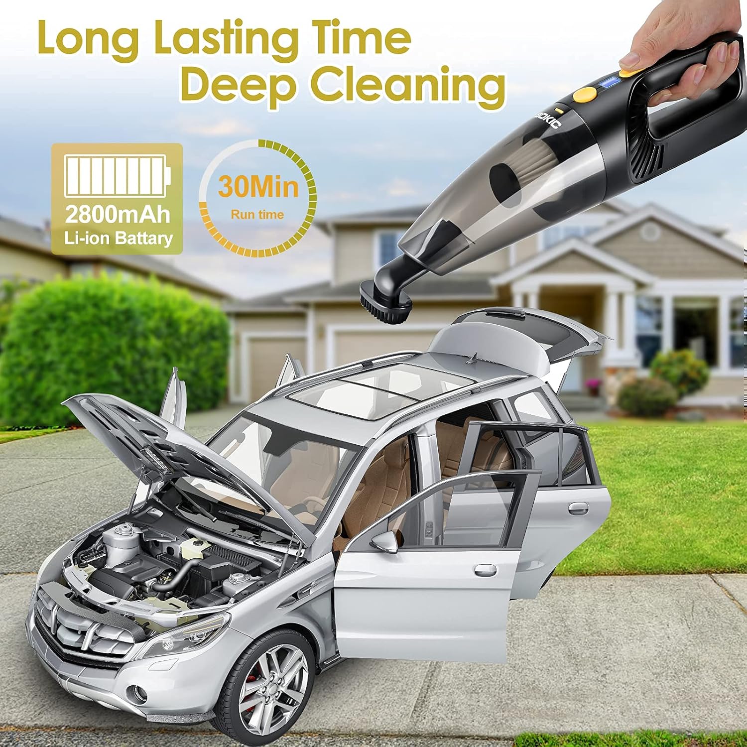 Car Vacuum Cleaner Cordless Handheld 8000Pa Portable Kit a7
