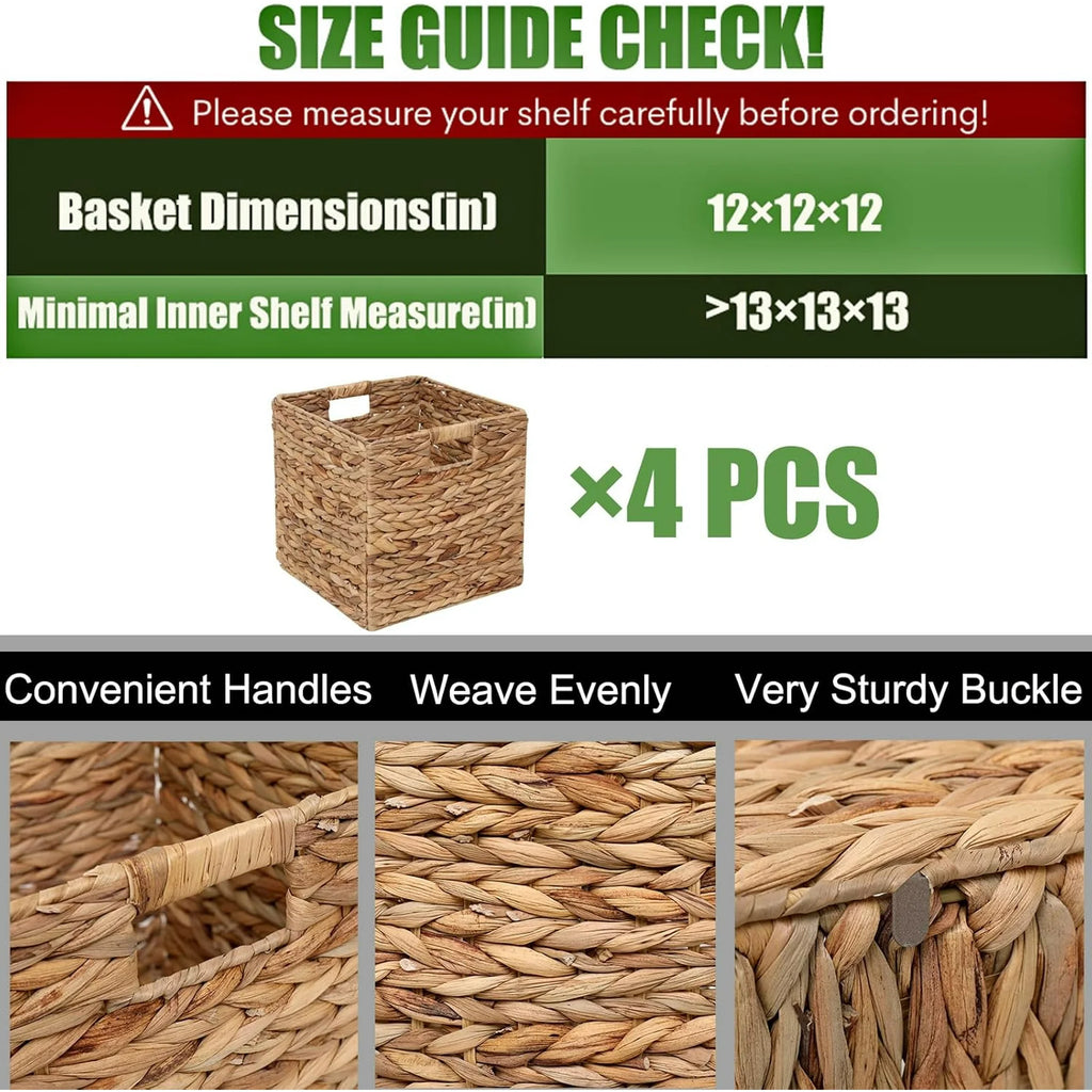 Handwoven Water Hyacinth Storage Baskets Set of 4 7k