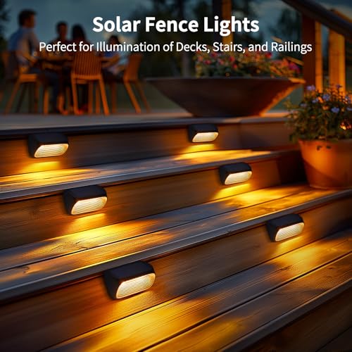 Solar Fence Lights Outdoor Waterproof 6 Pack 3 Modes Auto On Off Deck Wall Patio k7