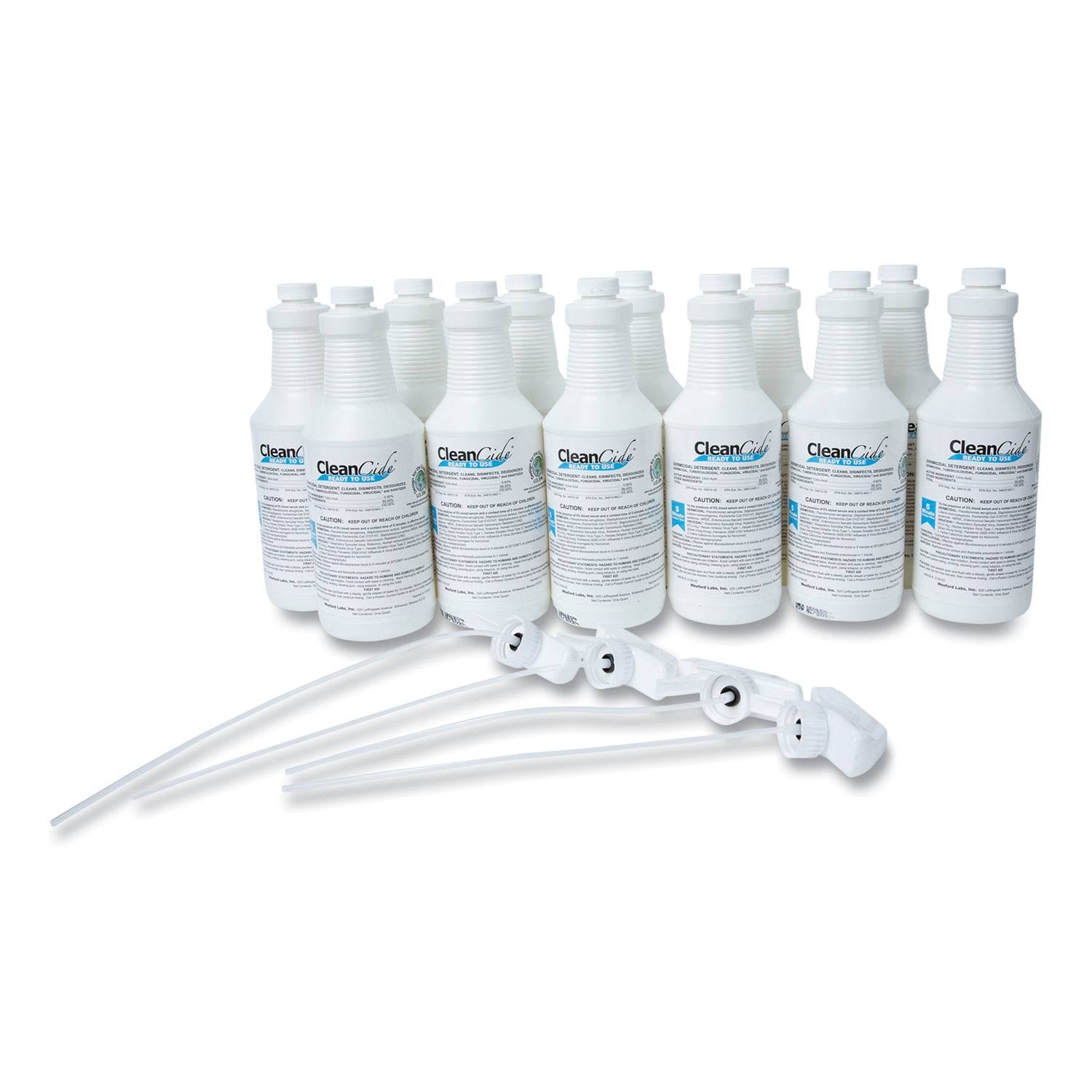 Wexford Labs CleanCide RTU Disinfecting Cleaner, Light Citrus Scent, 32 oz Bottle, 12 Bottles and 4 Trigger Sprayers/Carton (213