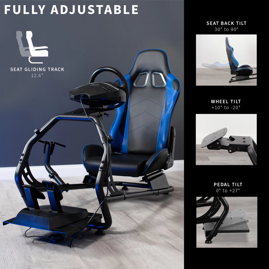Racing Simulator Cockpit with Wheel Stand and Reclining Seat k7