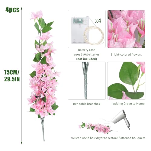 Artificial Hanging Plants with Light Strings 4 Pack a7