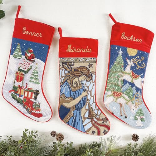 Personalized Christmas Needlepoint Stocking 100% Wool A7