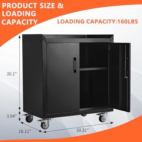 Lockable Metal Tool Cabinet with Wheels A7