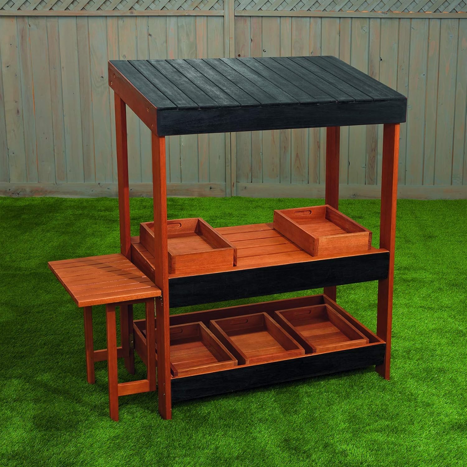 Wooden Farmers Market Stand for Kids Pretend Play k7