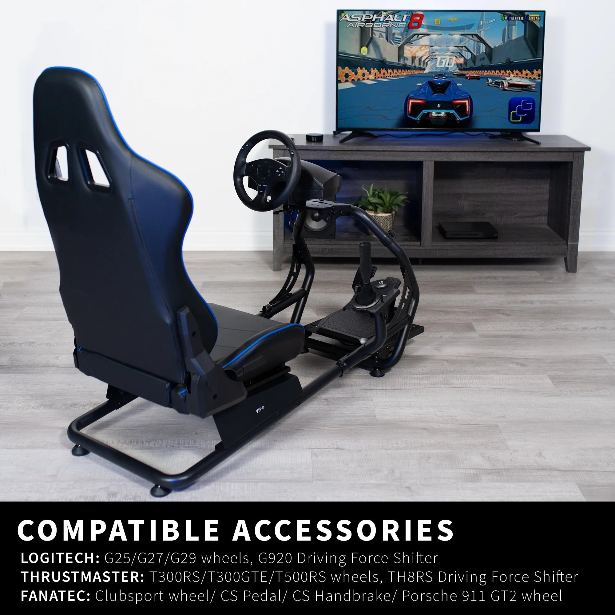 Racing Simulator Cockpit with Wheel Stand and Reclining Seat k7