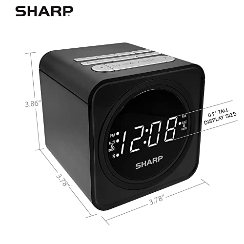 FM Clock Radio with Bluetooth Speaker, Dual Alarms, USB Charge Port k7