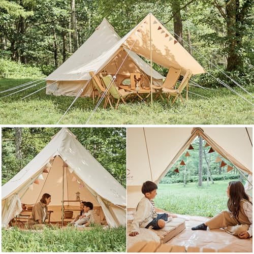 Canvas Bell Tent with Stove Jack, 4 Season Camping for 3-6 Person A7