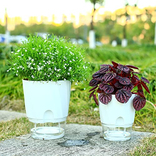 Self Watering Planters 6 Inch for Indoor Plants White a7
