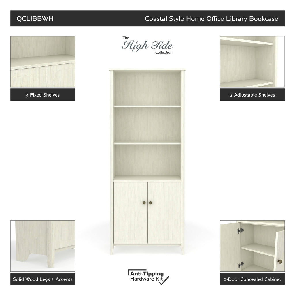 Office Library Bookcase Weathered White k7p