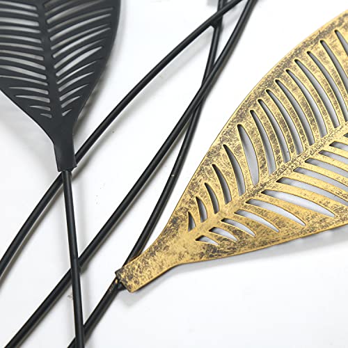 Metal Wall Art Set of 2 Leaf Decor 14x35in K7m