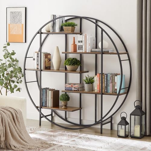 Plant Stand 5 Tier Tall Metal Shelf Indoor Round Ladder Rack Black Brown k7