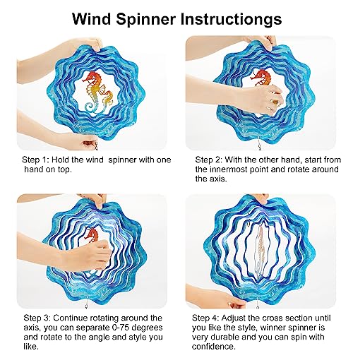 Hanging Wind Spinner 12 Inch 3D Kinetic Stainless Steel Yard Decor a7