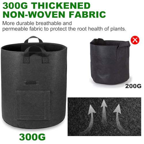 Potato Grow Bags with Flap Window, Aeration Fabric Pots, 6-Pack 7k
