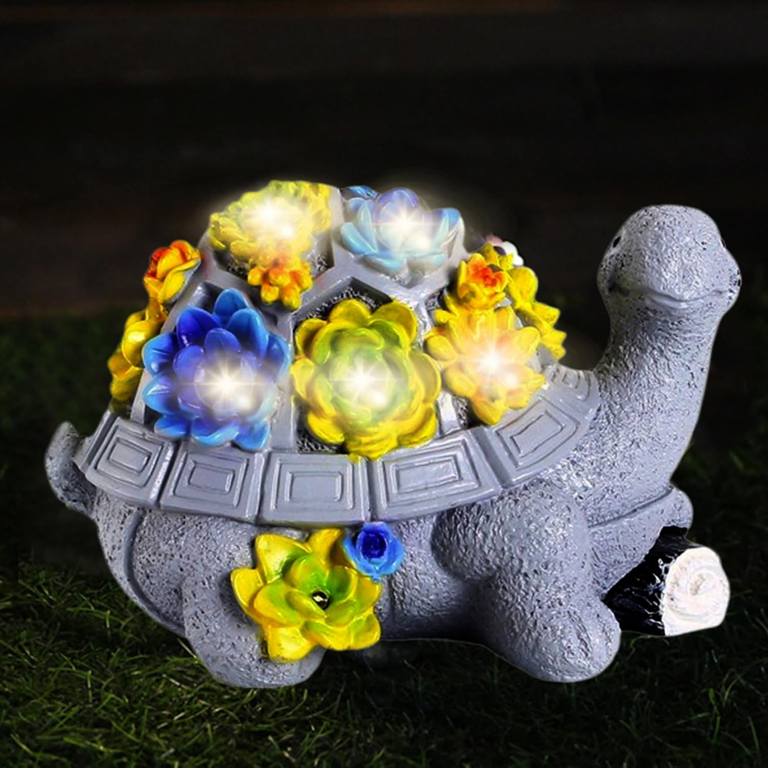 Turtle Garden Statue with LED Lights, Resin Yard Decor a7