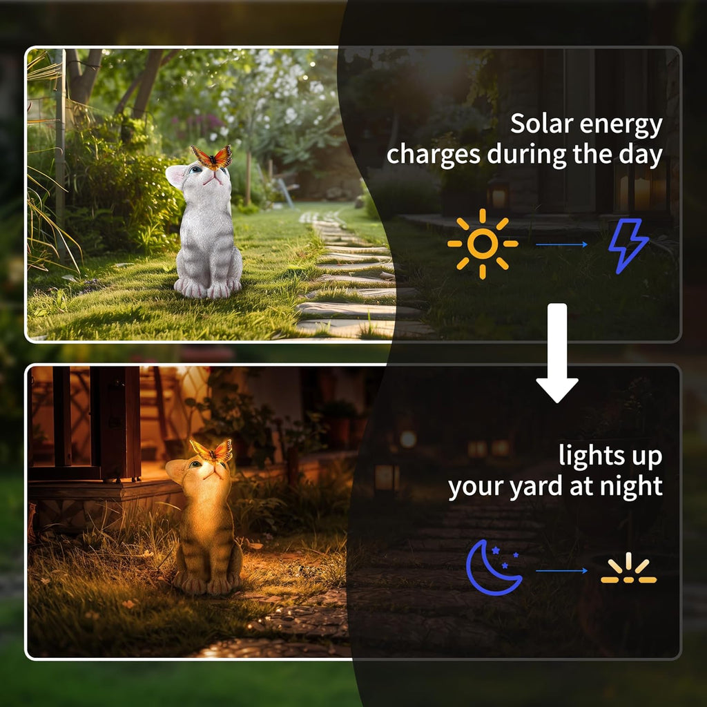 Solar Cat Garden Statue Light a7