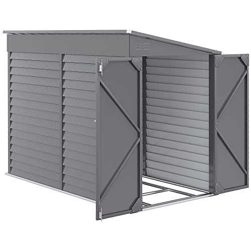Steel Outdoor Storage Shed with Lockable Doors Gray 7k